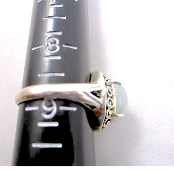 Sterling 925 Thailand Jadeite Ring Sz 8.75 - Picture 5 of 7